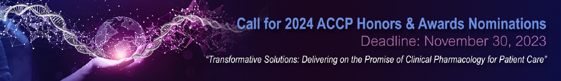Call for 2022 ACCP Honors & Awards Nominations Banner