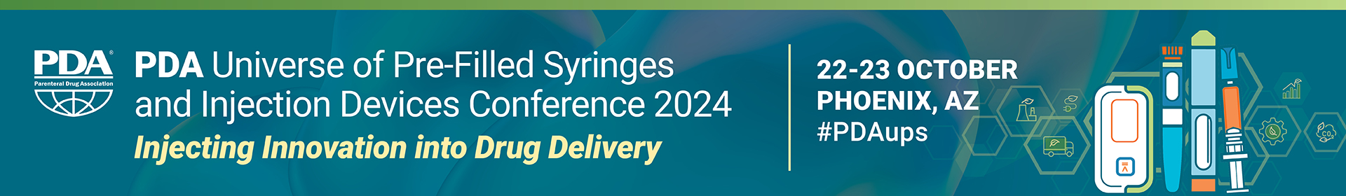 PDA Universe of Pre-Filled Syringes and Injection Devices Conference 2024 Event Banner