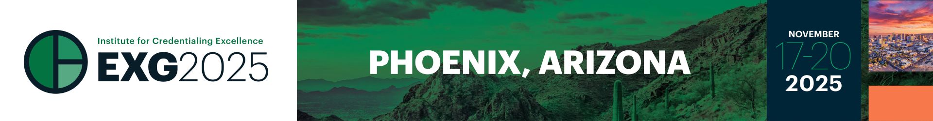2025 I.C.E. Exchange logo, with an image of a mountain and cactus in Arizona