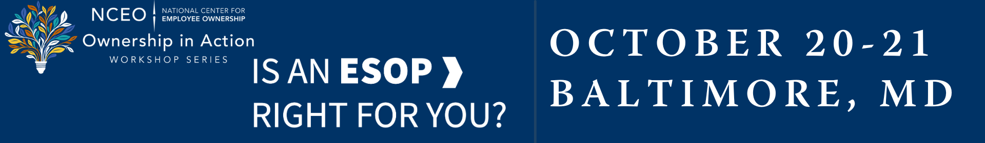 Is an ESOP Right for You Banner for San Diego w/ geometric arrows