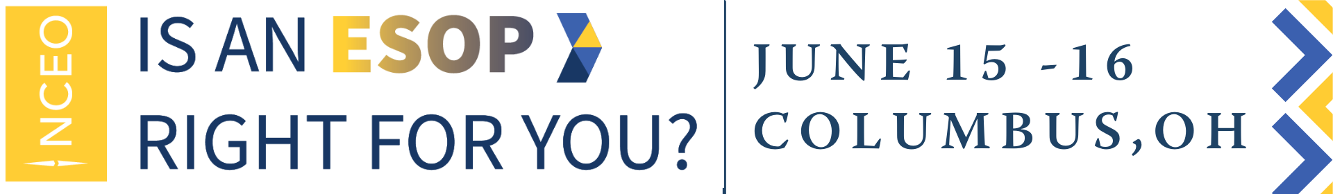 Is an ESOP Right for You Banner for Columbus w/ geometric arrows